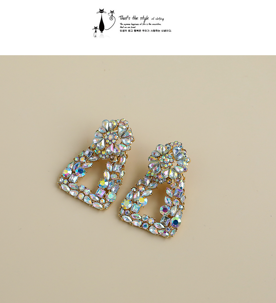  Color Alloy Diamond Hollow Shape Earrings,Drop Earrings