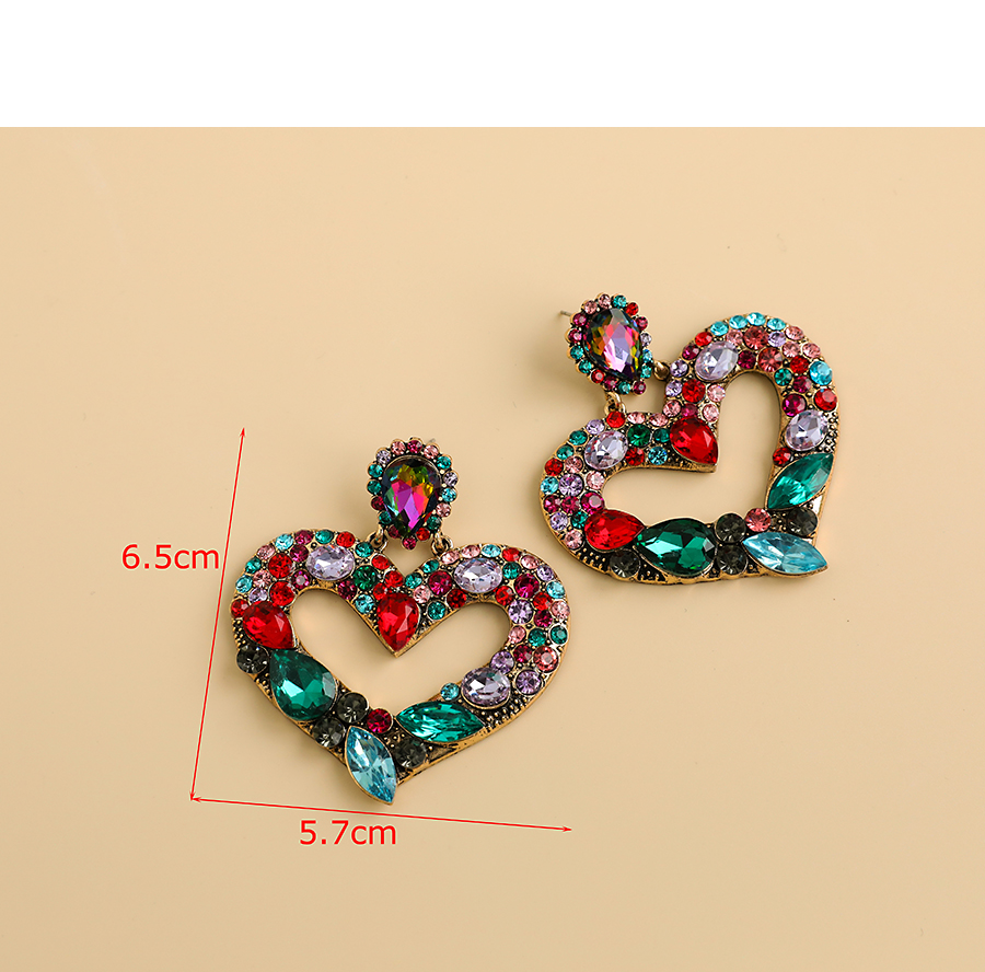  Color Alloy Diamond Hollow Heart Earrings,Drop Earrings
