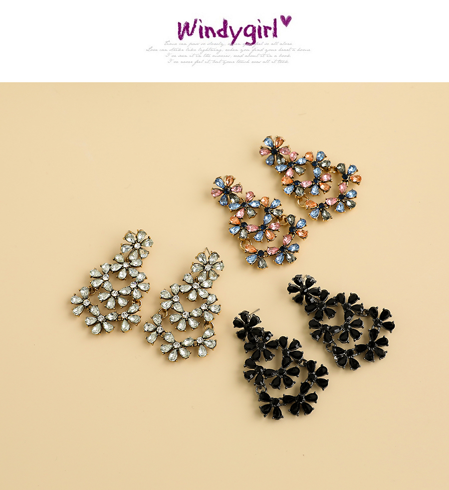  Color Alloy Diamond Geometric Flower Earrings,Drop Earrings