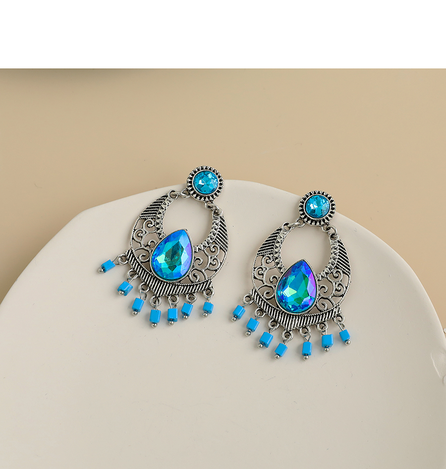 Blue Alloy Diamond Stud Earrings,Drop Earrings