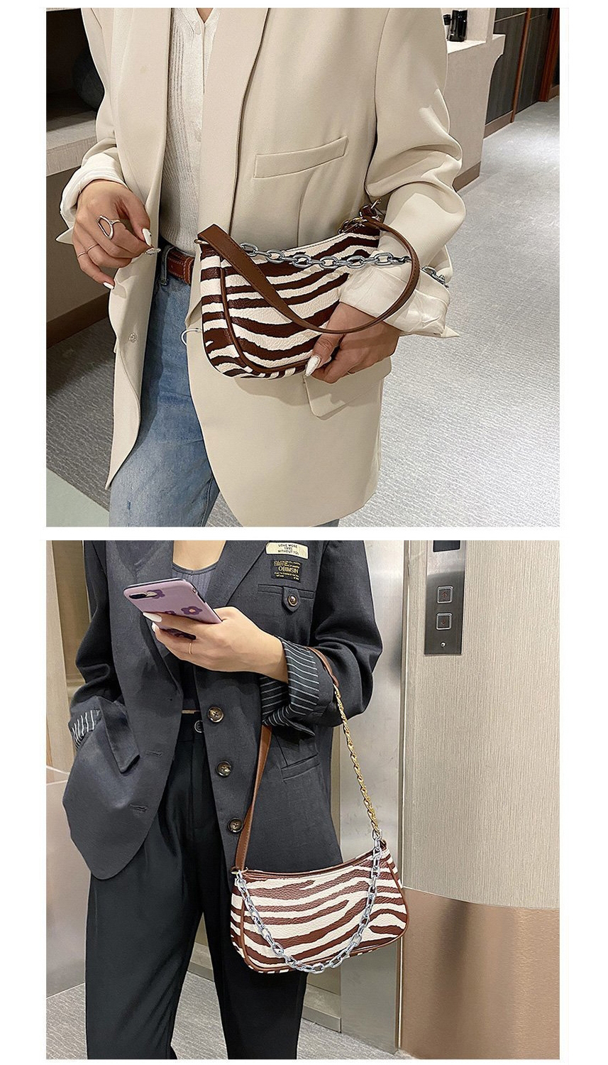 Fashion Light Brown Pu Zebra Zebra Stripe Chain Shoulder Bag,Messenger bags