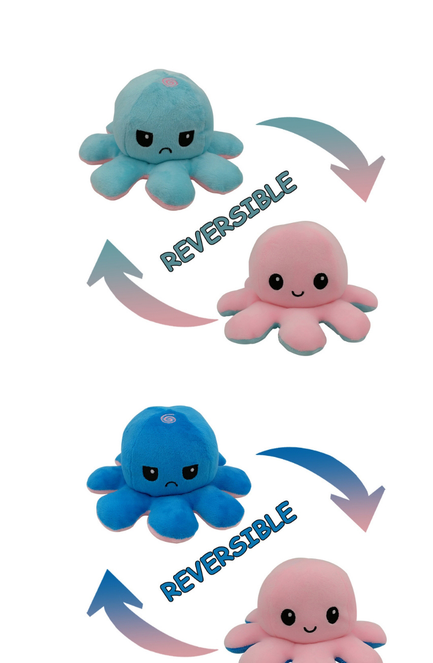 Fashion Pink+light Blue Double-sided Flip Doll Octopus Plush Doll,Festival & Party Supplies