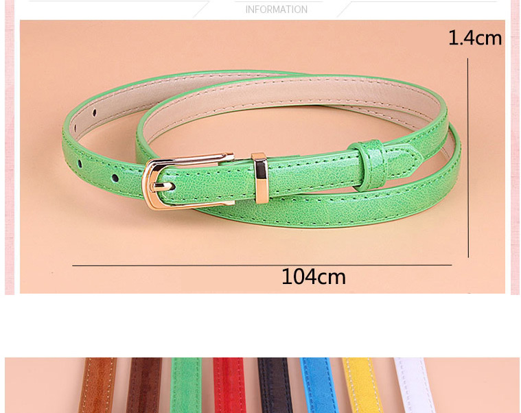 Fashion Blue Small Pu Leather Belt With Pin Buckle,Thin belts