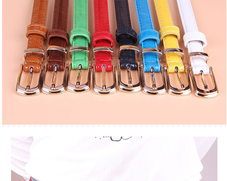 Fashion Yellow Small Pu Leather Belt With Pin Buckle,Thin belts