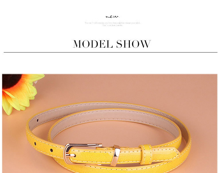 Fashion Yellow Small Pu Leather Belt With Pin Buckle,Thin belts