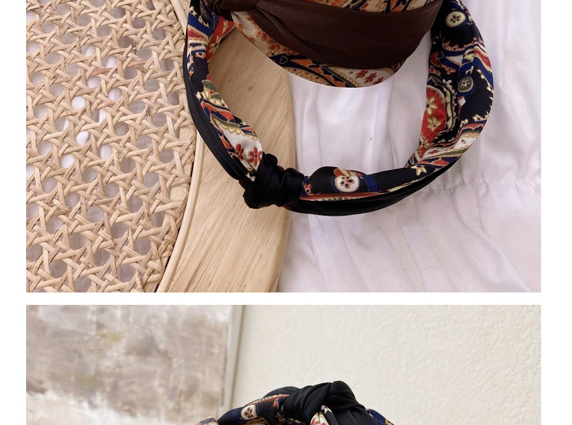 Fashion Khaki Floral Knotted Contrast Color Wide-brim Hair Band,Head Band
