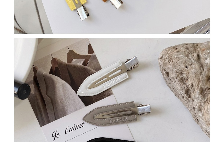 Fashion Bright Yellow Leather Alloy Seamless Geometric Hairpin,Hairpins