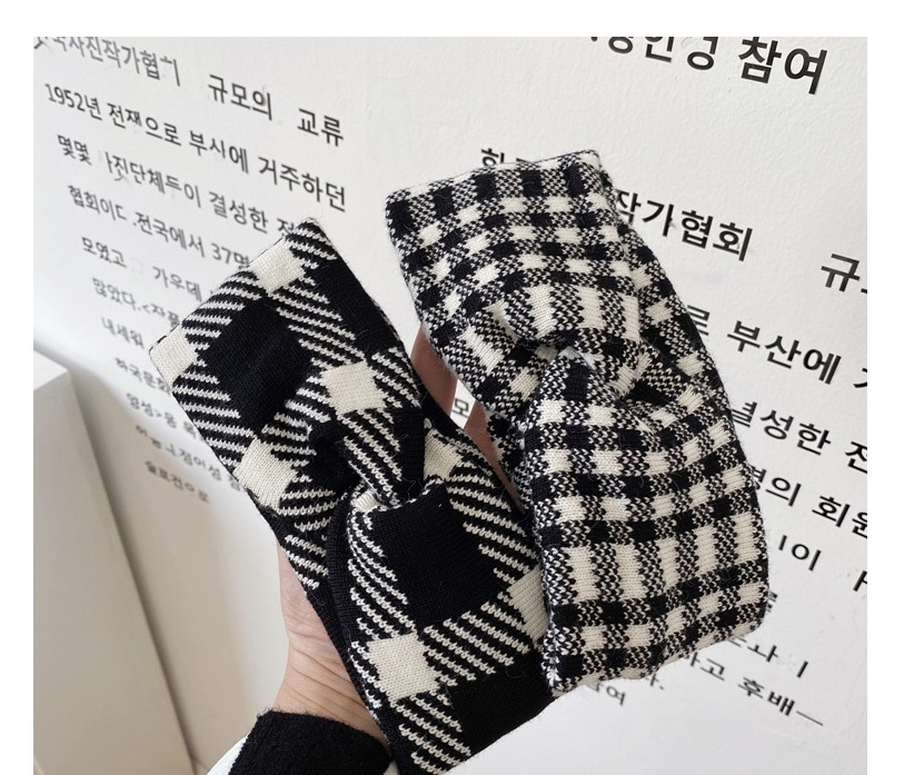 Fashion Letter Black Knitted Woolen Letter Crossed Broad-sided Houndstooth Leopard Headband,Hair Ribbons