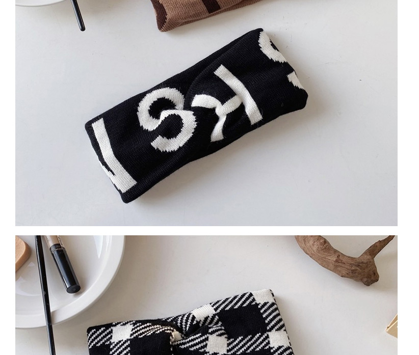 Fashion Black And White Knitted Woolen Letter Crossed Broad-sided Houndstooth Leopard Headband,Hair Ribbons