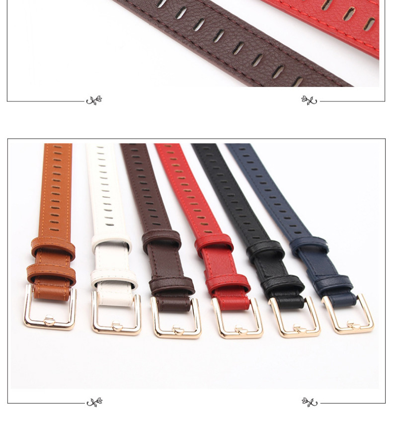 Fashion Black Hollow Non-perforated Imitation Leather Thin Belt,Wide belts