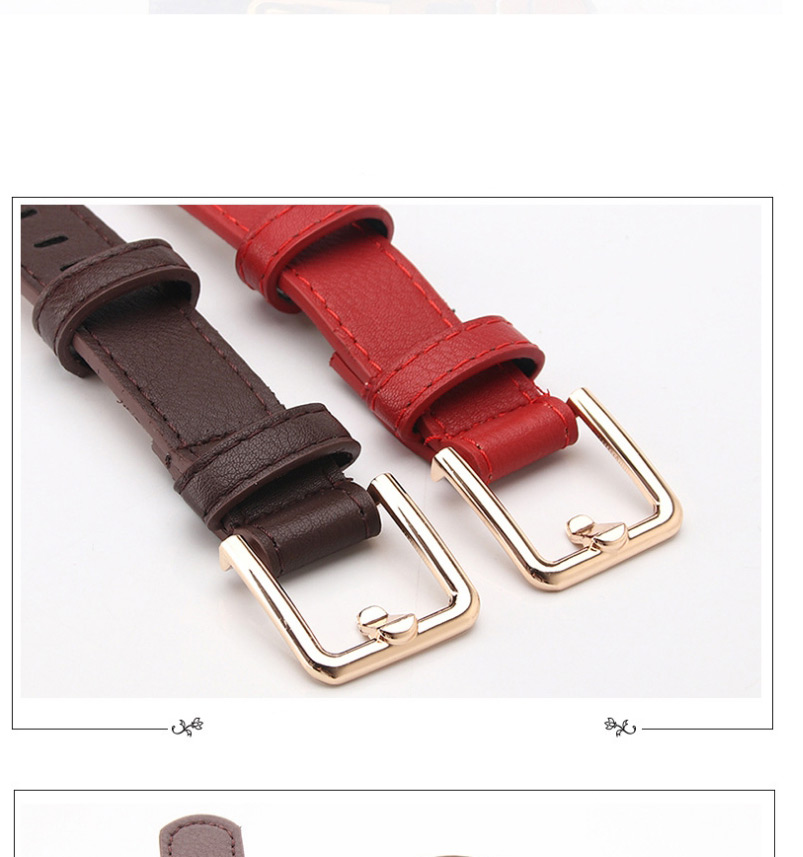 Fashion Camel Hollow Non-perforated Imitation Leather Thin Belt,Wide belts