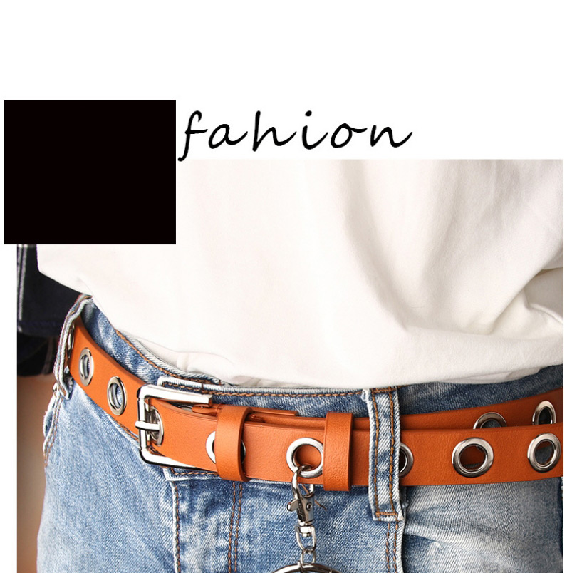 Fashion Black Circle Chain Full Hole Belt,Wide belts