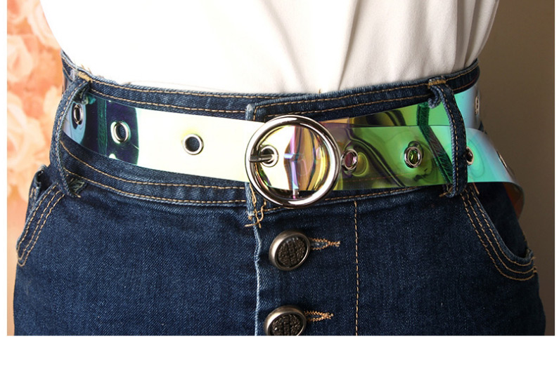 Fashion Colorful Colorful Eyelet Transparent Round Button Jeans Belt,Wide belts