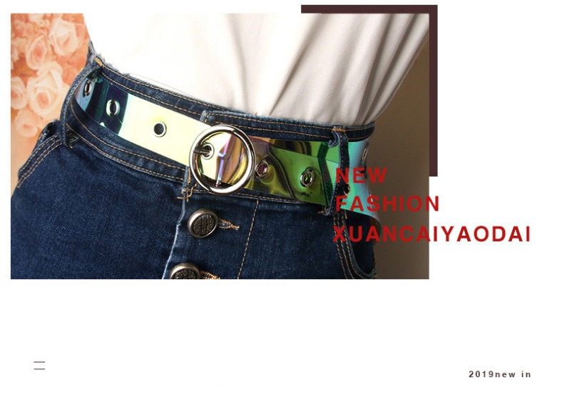 Fashion Colorful Colorful Eyelet Transparent Round Button Jeans Belt,Wide belts
