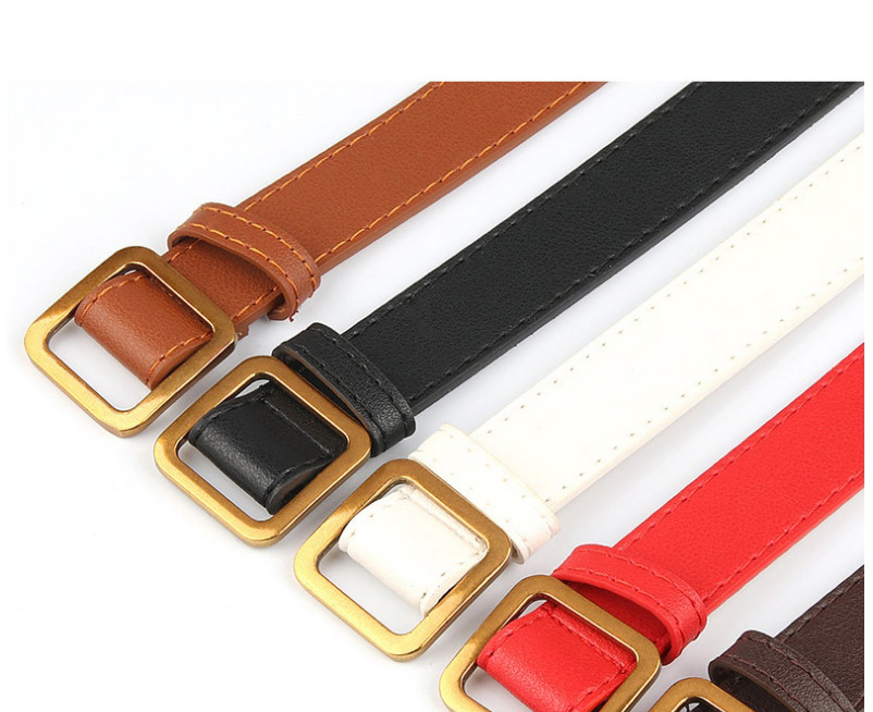 Fashion Coffee Square Buckle Non-perforated Soft Leather Jeans Belt,Wide belts