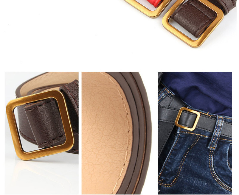 Fashion Black Square Buckle Non-perforated Soft Leather Jeans Belt,Wide belts