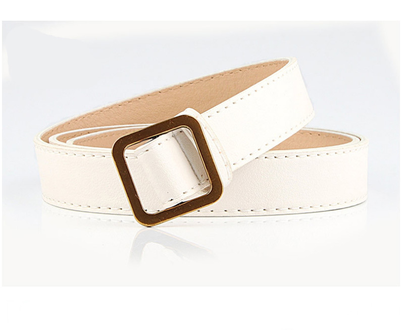 Fashion White Square Buckle Non-perforated Soft Leather Jeans Belt,Wide belts