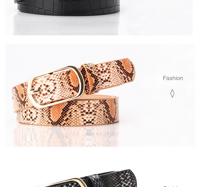 Fashion Snake Pattern Black Rectangular Buckle Knitted Dress Sweater Belt,Wide belts