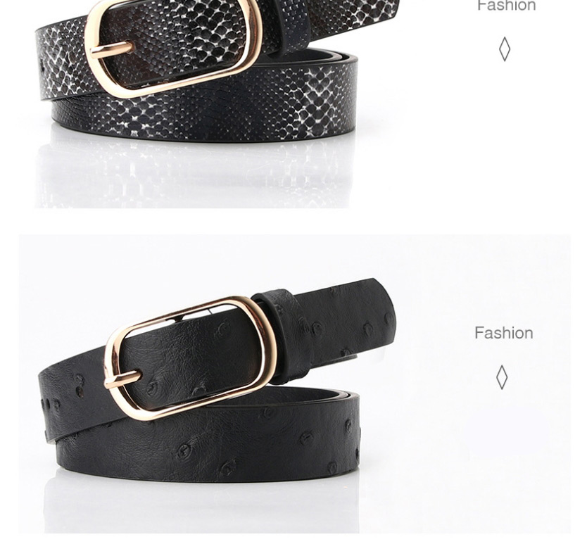 Fashion Ostrich Pattern Black Rectangular Buckle Knitted Dress Sweater Belt,Wide belts