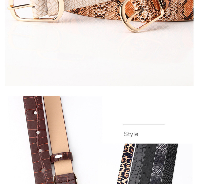 Fashion Stone Grain Brown Rectangular Buckle Knitted Dress Sweater Belt,Wide belts