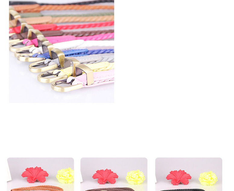 Fashion Pink Knitted Pin Buckle Thin Belt,Thin belts
