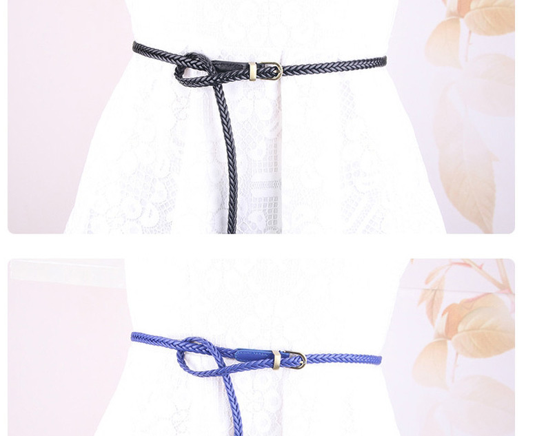 Fashion Khaki Knitted Pin Buckle Thin Belt,Thin belts