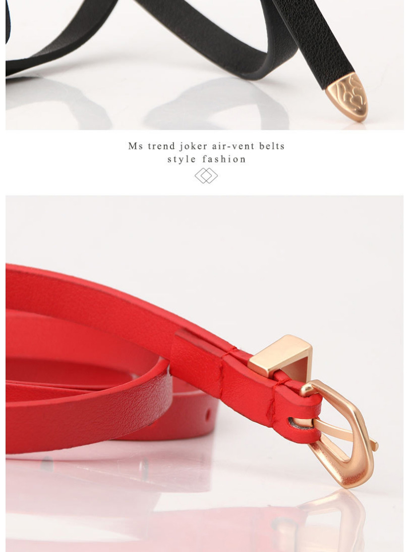 Fashion Black Thin Leather Belt Carved Buckle Alloy Belt,Thin belts