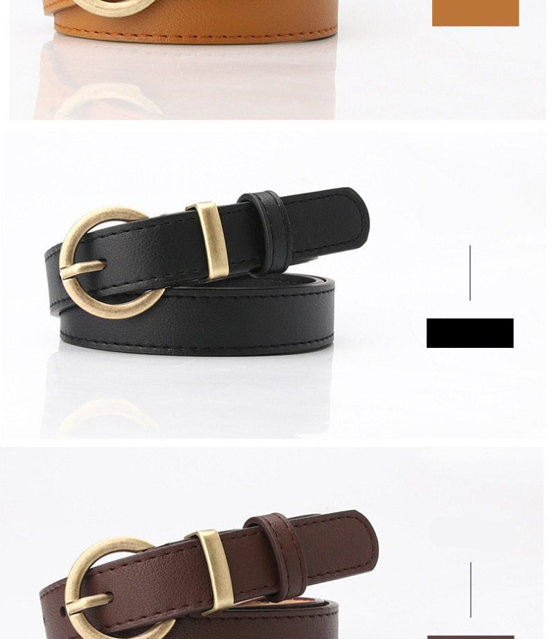 Fashion Black Faux Leather Round Buckle Belt With Pin Buckle,Wide belts