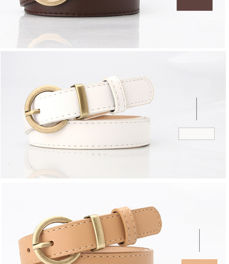 Fashion Khaki Faux Leather Round Buckle Belt With Pin Buckle,Wide belts