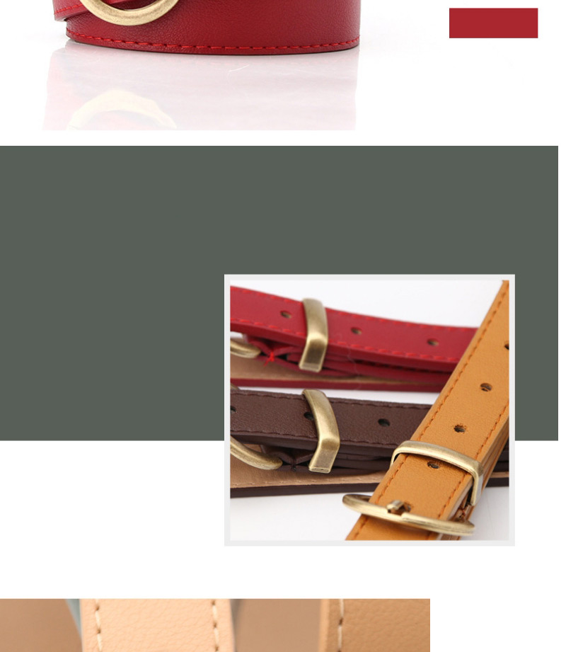 Fashion Red Faux Leather Round Buckle Belt With Pin Buckle,Wide belts
