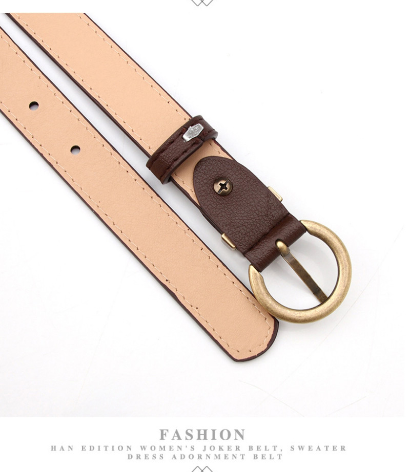 Fashion Brown Faux Leather Round Buckle Belt With Pin Buckle,Wide belts