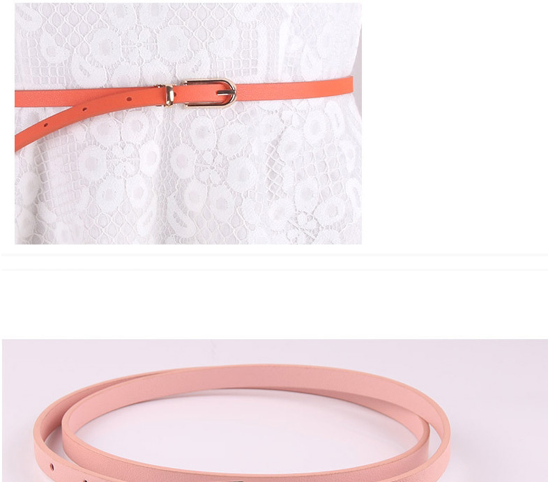 Fashion Khaki Pin Buckle Pu Leather Alloy Geometric Thin Belt,Thin belts
