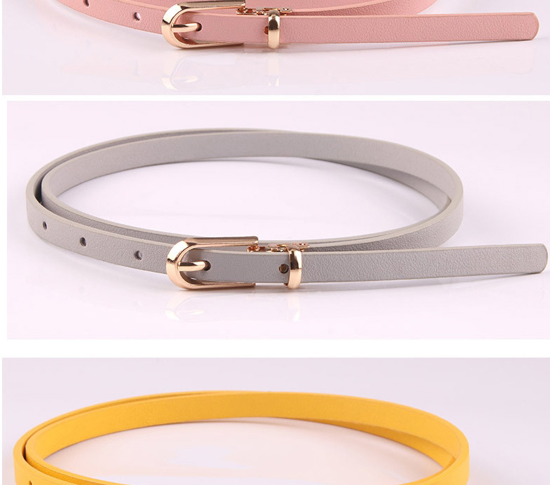 Fashion Camel Pin Buckle Pu Leather Alloy Geometric Thin Belt,Thin belts