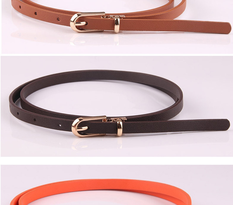 Fashion Navy Pin Buckle Pu Leather Alloy Geometric Thin Belt,Thin belts