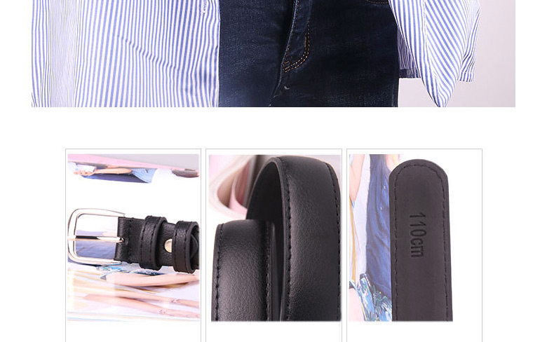 Fashion Black 120 Pin Buckle Imitation Leather Japanese Buckle Thin Belt,Thin belts