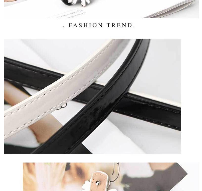 Fashion White Daisy Drip Paint Leather Belt,Thin belts