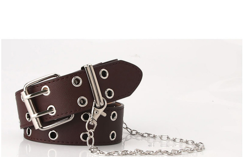 Fashion Red Eyelet Chain Alloy Double Row Belt,Wide belts
