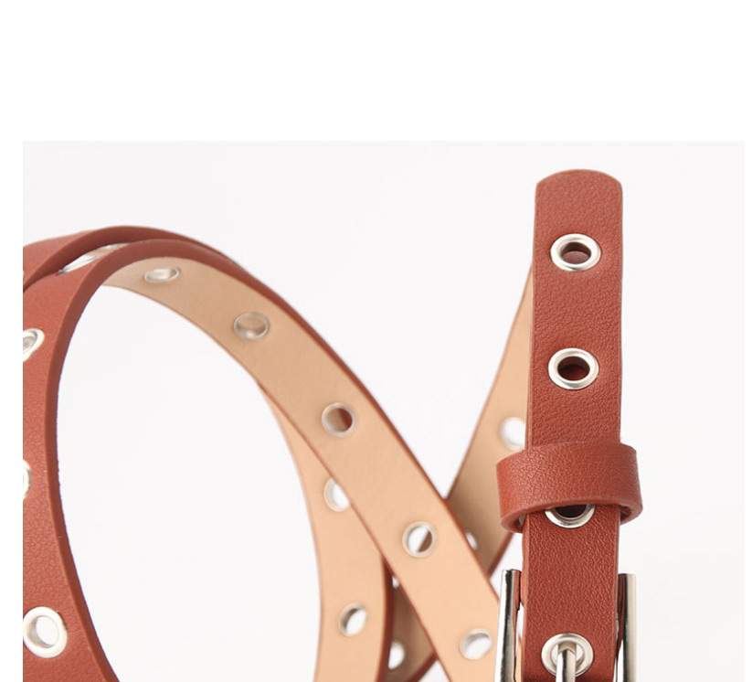 Fashion Red Punch-free Hollow Eye Belt,Thin belts