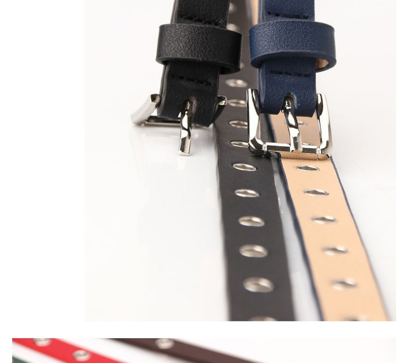 Fashion Black Punch-free Hollow Eye Belt,Thin belts