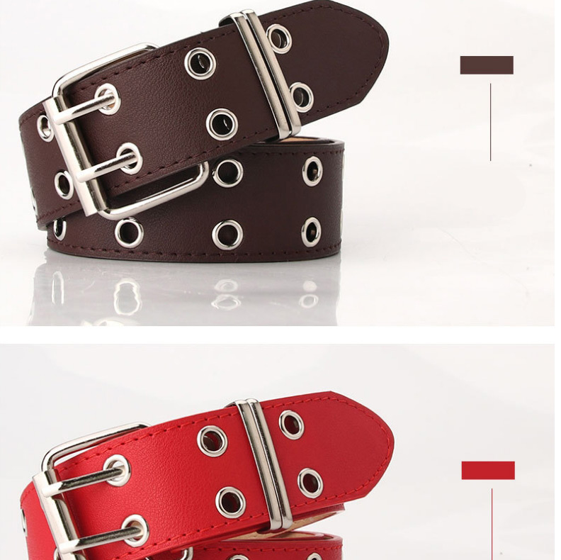 Fashion Red Double-row Corn Hollow Wide Belt,Wide belts
