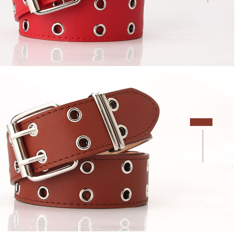 Fashion Red Double-row Corn Hollow Wide Belt,Wide belts