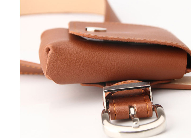 Fashion Brown Multifunctional Small Belt Bag With Japanese Buckle,Wide belts