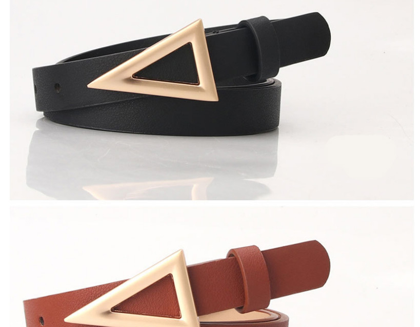 Fashion Black Triangular Snap Button Dress Belt,Thin belts