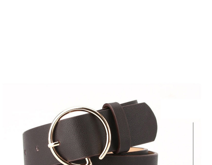Fashion Brown Letter Round Buckle Belt,Wide belts