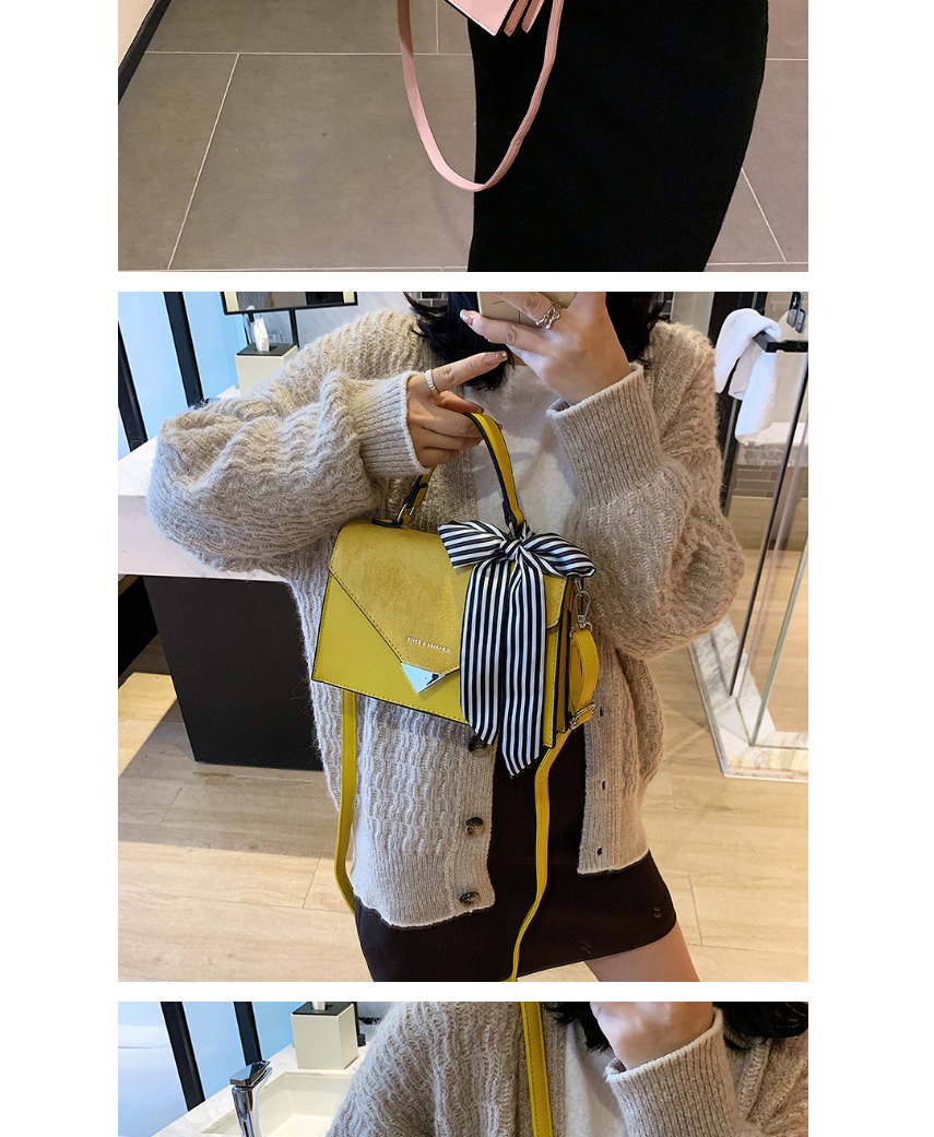 Fashion Yellow Silk Scarf Flap Gilded Letters Crossbody Shoulder Bag,Messenger bags