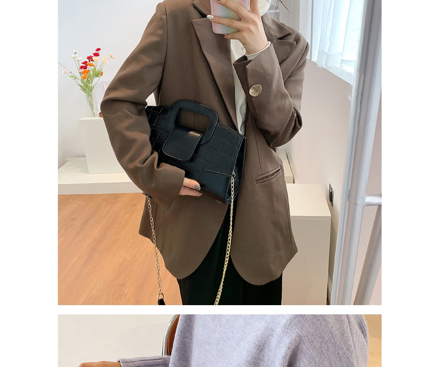 Fashion Brown Chain Stone Pattern Shoulder Crossbody Bag,Messenger bags