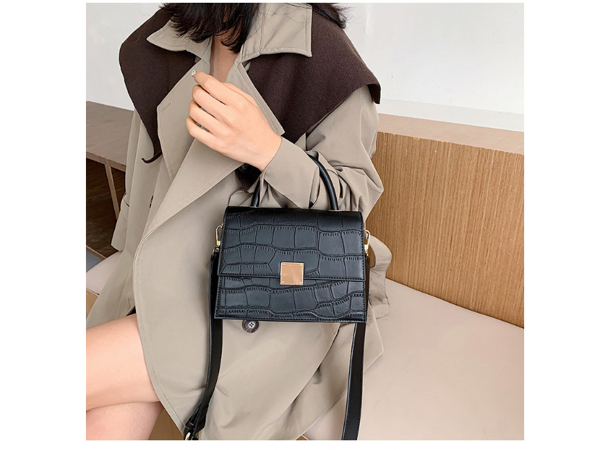 Fashion Black Stone Pattern Flap One Shoulder Diagonal Bag,Messenger bags