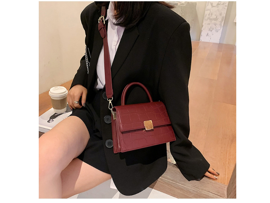 Fashion Black Stone Pattern Flap One Shoulder Diagonal Bag,Messenger bags