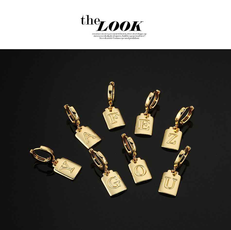 Fashion Y Copper Pendant Square Letter Earrings (1 Pcs),Earrings