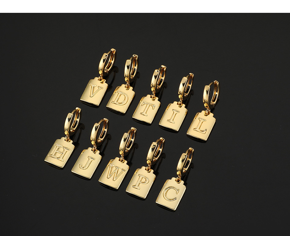 Fashion W Copper Pendant Square Letter Earrings (1 Pcs),Earrings